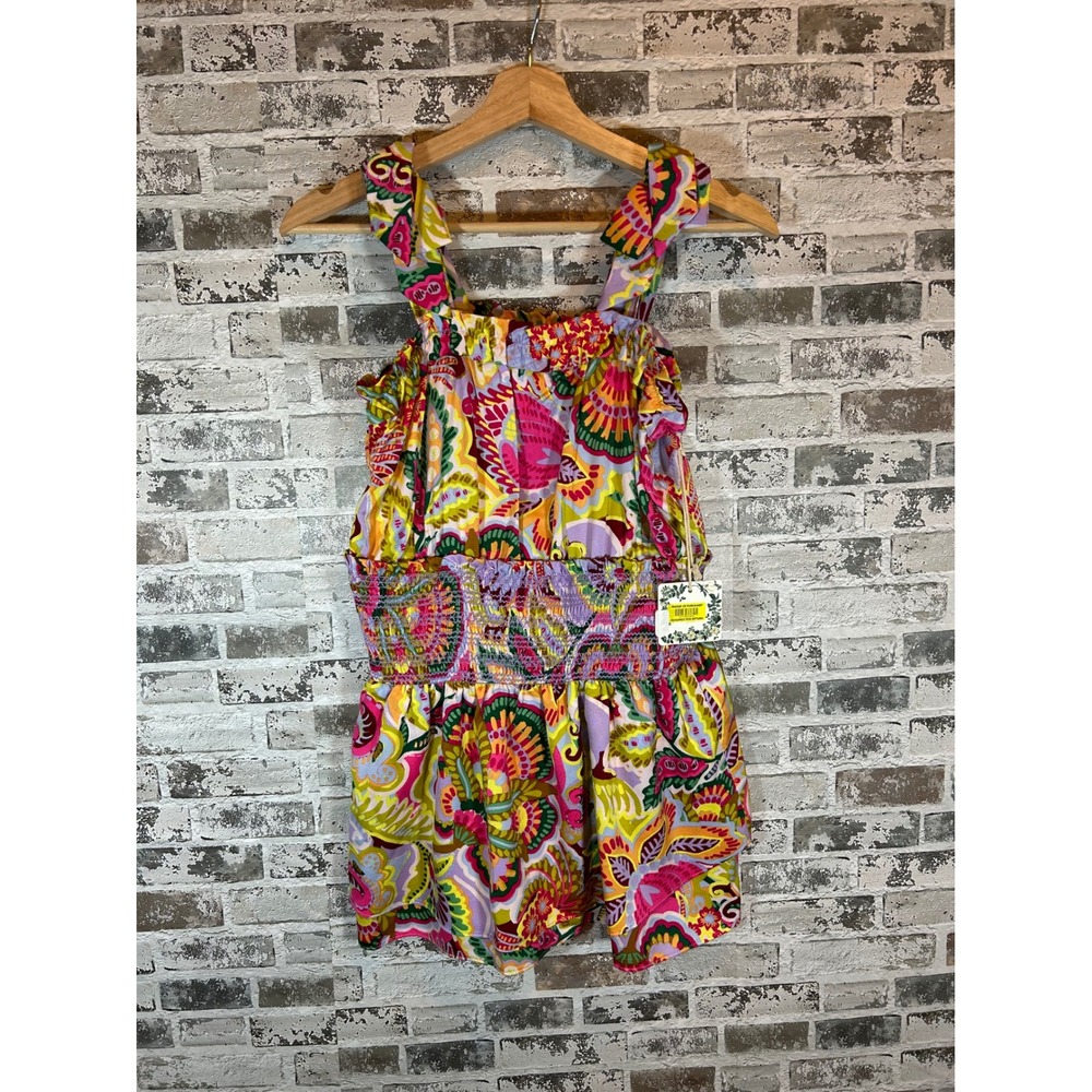 Chelsea & Violet Romper Girls XL 16 Multicolor New Smocked Ruffle Boho NEW